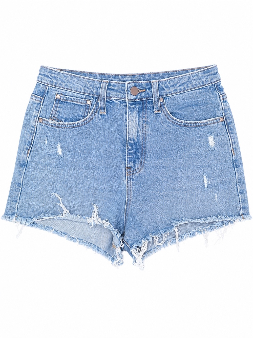 RSQ Light Blue Distressed High-Rise Denim Shorts